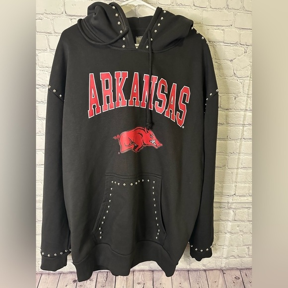 Gameday Couture Tops - Gameday Couture Arkansas Black Studded Razorback Hoodie size XL
